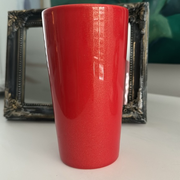 Starbucks Bright Red Travel Mug with Gold Shimmer 12 fl oz EUC - Picture 3 of 12